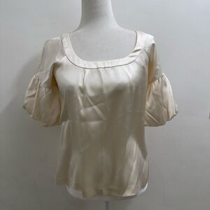 Lacey Parker Elegant Cream Women's Top 100% Silk size XS EUC